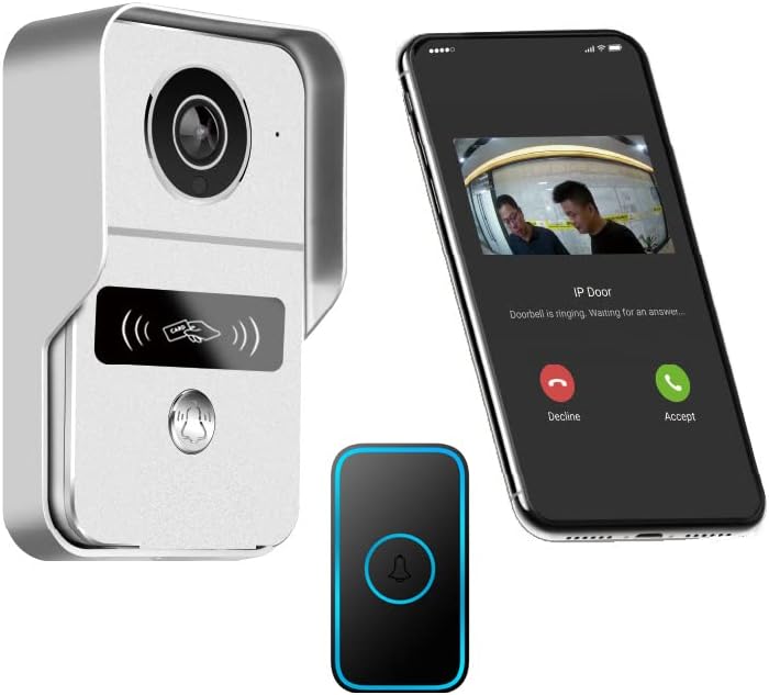 Wired Wide WiFi Doorbell Camera Wireless со Chime 1080p врата Телефонски детектор за движење Night Vision 2-насочен аудио отклучување