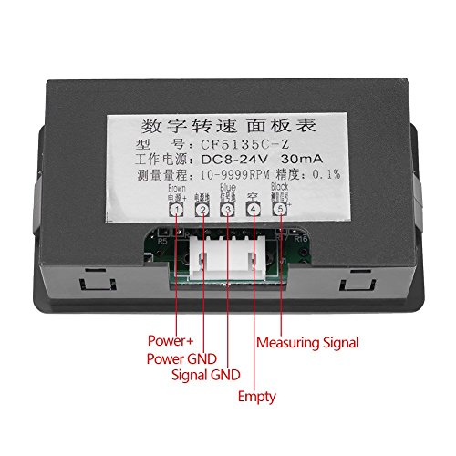 4 Дигитален LED дисплеј тахометар за мерач на мерачи на RPM мерач Индуктивна сала Ефект сензор NPN Swimity Switch Red/Blue